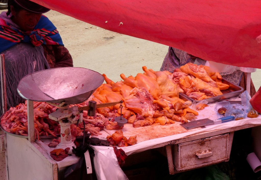 Care to buy a chicken in the hot Andean sun while you're crossing the border? - photo by E. Jurus